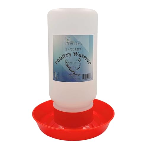Plastic 1-Quart Chicken Waterer and Chick Drinker | Durable Watering Container for Chickens, Ducks, Ducklings, Chicks, Turkeys, Quail and More