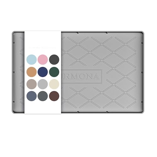 URMONA 16" x 10" Waterproof Silicone Mat in Multiple Sizes & Colors, Under Sink Mat for Kitchen & Bathroom, Pet Food Pad for Dogs & Cats, Kitchen Cabinet Liner, Multi-Purpose for Storage(Light Grey) - color: Light Grey, size: 10"W x 16"L