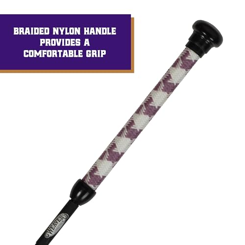 Weaver Livestock Basic Pig Show Whip, Hog Livestock Whip with Braided Nylon Handle, Leather Popper, Lightweight Braided Shaft - color: 36" - Mauve/White