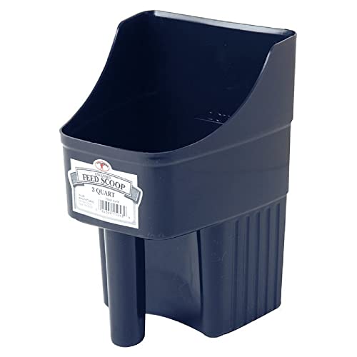Little Giant® Plastic Enclosed Feed Scoop | Heavy Duty Durable Stackable Horse Feed Scoop with Measure Marks | Livestock Hand Scooper | 3 Quart - color: Black