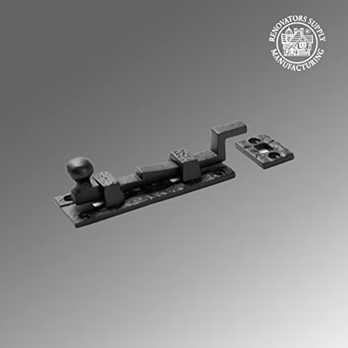 Renovators Supply Manufacturing Door Lock Latch 4 in. Black Wrought Iron Ball Tip Styled Necked Offset Slide Bolt Latch with Mounting Hardware - size: Pack of 1, style: 4 inch - Ball Tip