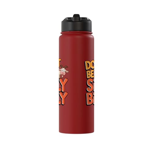 Funny Goat Kid Sheep Lamb Animal Joke Stainless Steel Insulated Water Bottle - color: Red