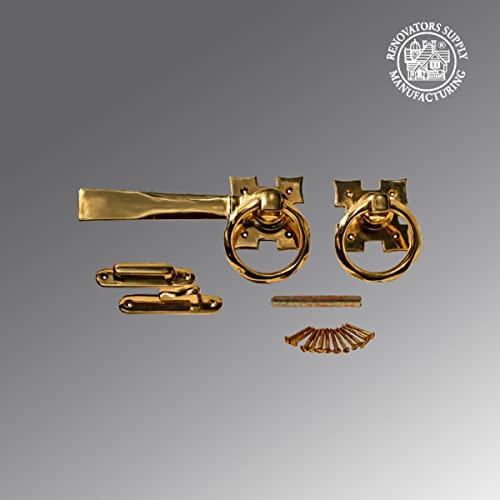 Renovators Supply Manufacturing Door Lock Latch 7 1/4 in. Polished Brass Gate Latch Garage Barn Door Lock with Mounting Hardware - color: Brass Ring, size: Pack of 1