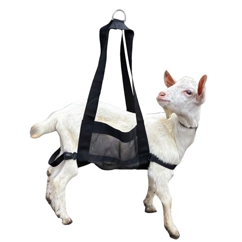 Calf Weighing Sling, Livestock Weight Sling for Lambs, Goats, Sheep & Piglets | Heavy Duty Animal Weight Scale Harness for Farm Use (Black) - color: Black