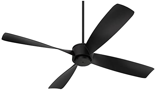 Casa Vieja 56" Grand Milano Black Damp Outdoor Ceiling Fan with Remote | Modern Industrial Style Rated for Patio Exterior House Home Porch Gazebo Garage Barn 6" Downrod - size: Includes 6" Rod