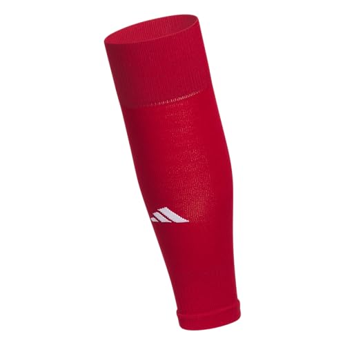 adidas Unisex Metro Soccer Socks or Calf Sleeves (1 Pair) Over-the-Calf | Unisex, 1-Pack, Cushioned Impact Zones, Moisture-Wicking, Calf Compression, Versatile Layering, Game & Practice Ready - color: Team Power Red/White/Calf Sleeve, size: Large, style: