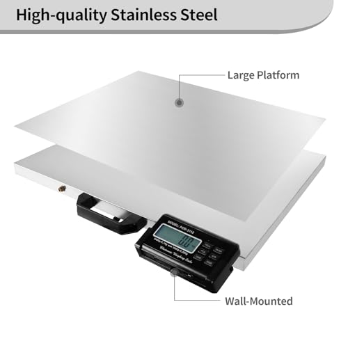 Digital Livestock Scale 660Lbs x 0.2Lbs,21'' x 17'' Veterinary Scale Pet Vet Scale Stainless Steel Platform Animal Scale,Electronic Postal Scale, Industrial Floor Scale