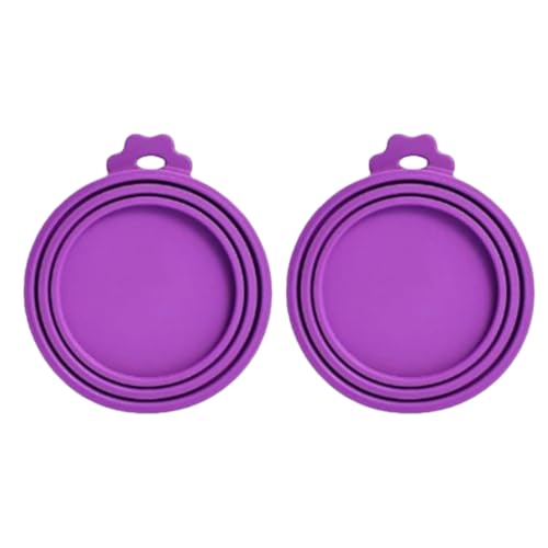 2 Packs Pet Food Cans Lids,Cute Can Lid Dishwasher Safe, Can Covers Most Standard Size Dog and Cat Canned(purple) - color: purple