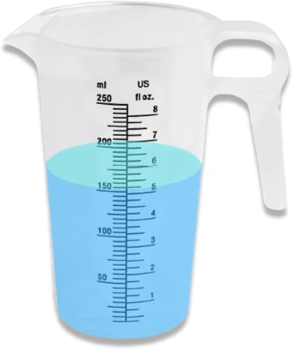 4oz (110 mL) Graduated Cylinder, and 8oz (250 ml) Measuring Pitcher- Heat Resistant & Chemical Resistant, Great for Chemicals, Oil, Pool and Lawn, Home Brew - Ounce (oz) and Milliliter (mL)