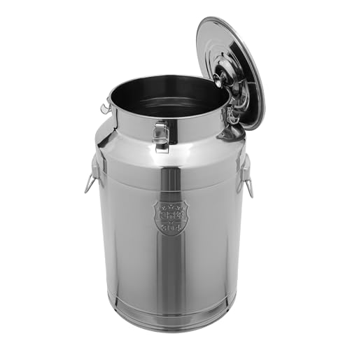 11.81in Thickened Stainless Steel Milk Can Large Liquid Container Storage,Stainless Steel Milk Bucket with Sealing Lid and Carry Handle,for Wine, Oil Storage Transport (76L/20Gal) - size: 76L/20Gal