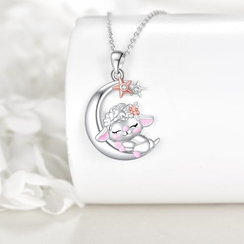 Snake Moon Necklace - 925 Sterling Silver Moon Pendant Necklace - Snake Jewelry for Women - style: Sheep