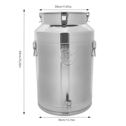 Milk Can with Spout, 20-Gallon Milk Jug Container with Sealed Lid | 304 Stainless Steel Bucket w/ Carry Handle, Airtight Food Storage Container, For Home, Farm, Commercial Kitchen - size: 2560 Ounces