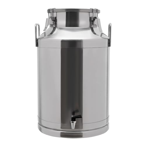 60L/15.85 Gallon Milk Can with Faucet, Stainless Steel Heavy Duty Locking Lid Pail with Spigot, Airtight Food Liquid Storage Container for Wine, Water, Grain, Home, Farm, Kitchen, Commercial Use - size: 60L / 15.85Gallon