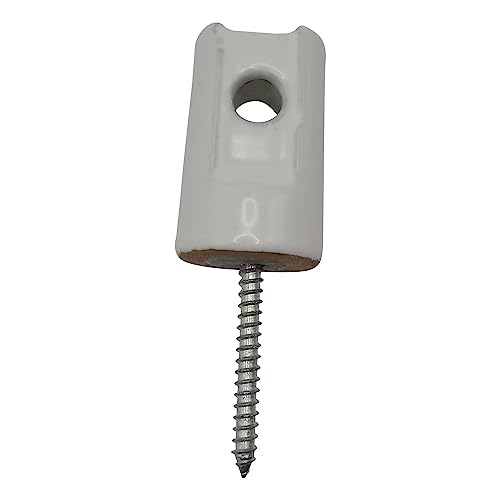 Electric Fence Insulator Porcelain Lag Screw Insulator - 25 Pack (25 Grey Porcelain Lag Screw Insulators) - style: 25 Grey White Porcelain Lag Screw Insulators