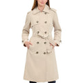LONDON FOG womens Double-Breasted Long Trench Coat with Belt - color: Stone, size: 2X