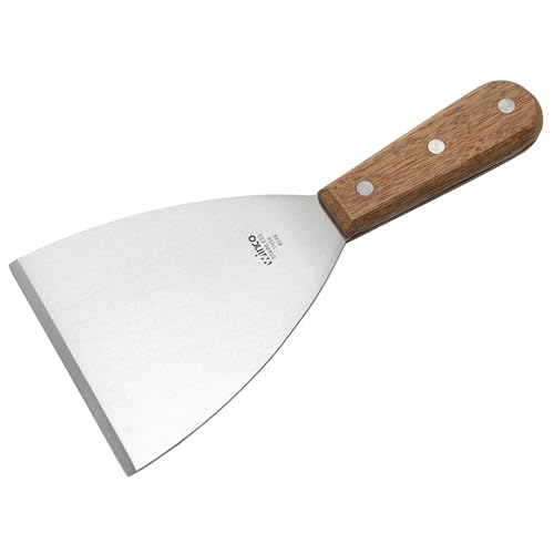 Winco Blade Scraper, 4.5-Inch by 4-Inch,Stainless Steel, Brown,Medium | Dishwasher safe, Durable blade and handle, For griddles, dough, bench work and food-prep surface scraping - size: 4.5" x 4"