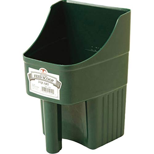 Little Giant® Plastic Enclosed Feed Scoop | Heavy Duty Durable Stackable Feed Scoop with Measure Marks | 3 Quart | Ranchers, Homesteaders and Livestock Farmers | Green - color: Green