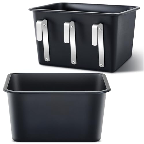 Dansydaisy 2 Pcs Horse Feed Bucket 8 Gallons Large Feed Tub with Hanging Arms Hook Over Feeder Plastic Universal Mountable Livestock Water Tub Bucket Fence Trough