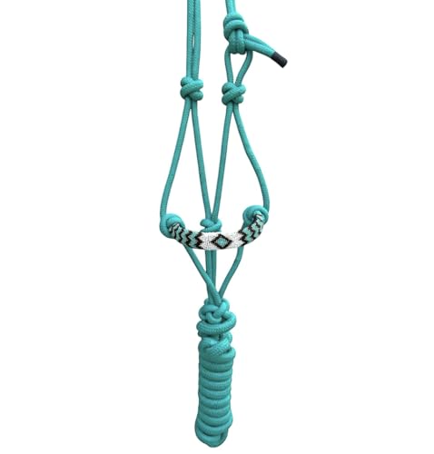 Majestic Ally Padded Beaded Nose Braided Rope Halter with 10' Matching Lead - Full (Turquoise) - color: Turquoise