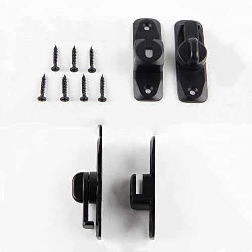 Flip Door Latch Black 180 Degree Heavy Duty Bar Gate Latches Safety Door Lock, Bold Thickened Anti-Rust Update Design (90-180Filp Door Latch)
