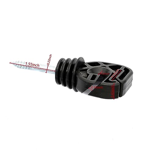 100 Pcs Electric Fence Insulator Screw-in Insulator is Made of high Quality Material, for Polytape/Polywire/Wire/Rope and 1 Pcs Free Insulator Socket Tool(Black)