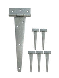 QCAA Extra Heavy Duty Tee Hinge, 12"x5"x3.0mm, Steel, Hot Galvanized, with Solid Brass Pin, 6 Pack - color: Hot Galvanized (12"x5"), size: 6 Pack