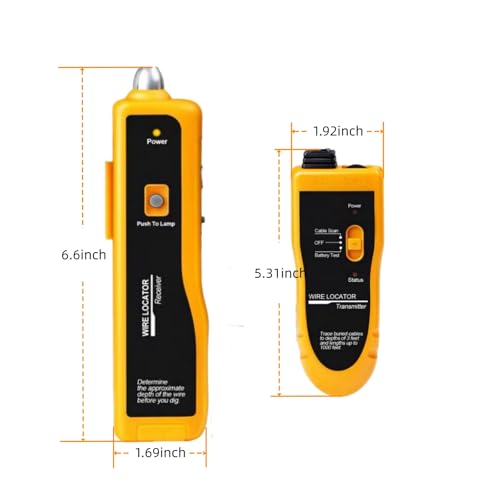 Underground Wire Locator, Wire Tracer with Earphone and Battery, Up to 3 Feet Deep and 1,640 Feet Long, Cable Tester for Dog Fence Cables Irrigation Control Wires