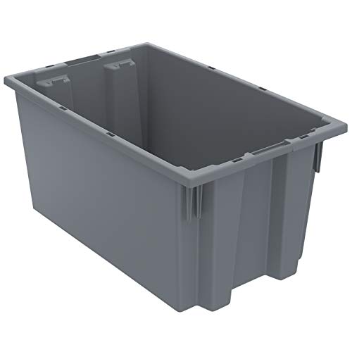 Akro-Mils 35185 Nest and Stack Plastic Storage Container and Distribution Tote, (18-Inch L x 11-Inch W x 9-Inch H), Gray, (6-Pack)