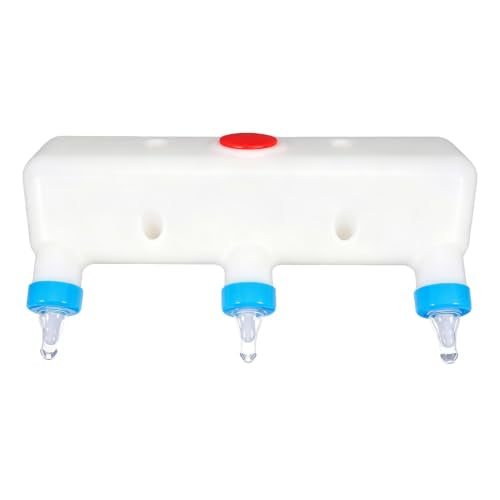 Goat Bottle Feeder 3-Nipple 3L,Leakproof Double-Layer Nipples Hanging Milk Feeder for Lambs Piglets Puppies Kittens Calves,Includes 3 Replacement Pacifiers and 4 Cable Ties,Dishwasher Safe