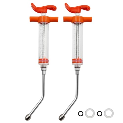 2 pcs Reusable Goats Syringe for Goat, 2 Drench Nozzle Adjustable Dosage Drench Gun Syringe for Sheep ( Orange 20ML) - style: Orange