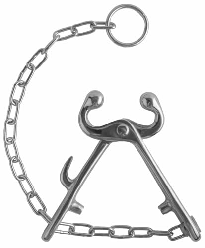 Jeffers Livestock Bull Nose Lead with Chain – Nickel Plated Iron Cow Nose Pliers for Cattle Handling, Control & Restraint – Show, Veterinary, Transport & Training Tool for Cows and Bull
