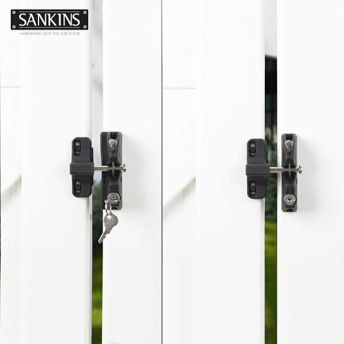 Key Lockable Double Sided Gate Latch, Fence Gate Locks for Outdoor Gates, Self Locking Gate Latch Door Latch, Fence Gate Latch Gate Hardware for Wood, Vinyl, Metal Gates, Black