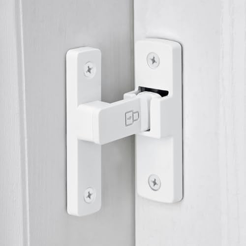 White 90 Degree Zinc Alloy Barn Door Latch, Flip Gate Lock | Sliding Door Latch,Right Angle Door Lock,for bedroom,garage,balcony,barn,bathroom,drawer,window,cabinet,pet enclosures - color: White_90 Degree