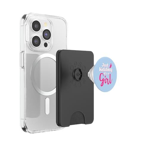 Just Kidding It's a Girl Pink Gender Reveal Party Supplies PopSockets PopWallet for MagSafe - style: Magnetic PopWallet
