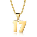Number Necklaces Personalized Necklaces 18K Gold Plated Initial Number Pendant Stainless Steel Chain Sports Necklaces for Men Women - color: Gold, style: 17