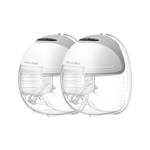 MomMed Wearable Breast Pump (Model S21) – Double Electric Hands-Free Breast Pump, Leak-Proof Design, 3 Modes (Stimulation, Expression, Auto) & 12 Vacuum Levels, Portable and Quiet, Gray, 2Pack - color: Gray