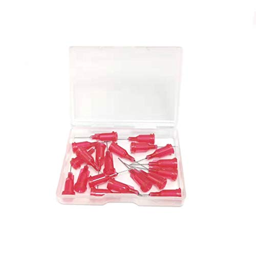 25 Gauge 0.5 Inch Blunt Tip Dispensing Syringe Needle, Red 20 PCS | Precision Applicator, Luer Lock, Microdot application of Low Viscosity Fluids, Quick-drying glue cannot be reused - style: 25GAx1/2＂