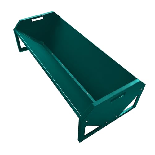 45-Inch Portable Livestock Feeding Trough, Heavy Duty 22 Gallon Capacity Feeder for Cows, Sheep, Horses, Pigs, Feeding Up to 10 Sheep, Durable Galvanized Steel（Dark Green） - color: Dark Green