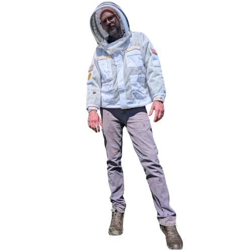 Sting Stopper Ventilated Beekeeping Jacket with Veil, Beekeeper White, XS | Triple Layer, Breathable, Long Torso, 7 Pockets, YKK Zippers, For Men & Women - color: Beekeeper White, size: X-Small