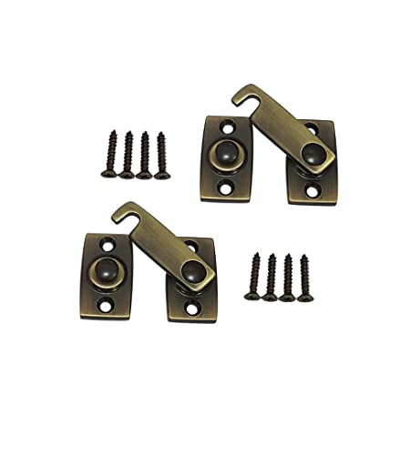 Solid Brass Shutter Bar/Door Latch, 7/8" x 2-3/32", Antique Brass, 2 Pack, Made in Taiwan - color: Antique Brass, size: 2 Pack