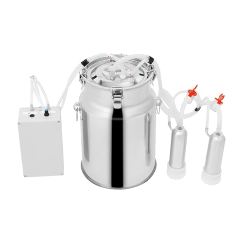 3L/10L Cow Milking Machine,Plug-in Powered,Speed Adjustable Pulsating Vacuum Pump,304 Stainless Steel Milk Bucket, Auto-Stop Check Valve,12V 12W Electric Cow Milker (10L) - size: 10L