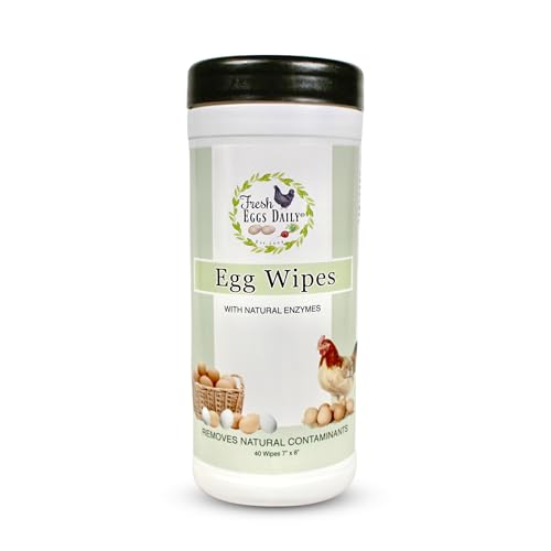 Fresh Eggs Daily Egg Wipes – Enzyme-Based Egg Cleaner for Backyard Chickens, No Rinse Needed, Natural Enzyme Formula – 40 Natural Cleaning Wipes - size: 40 Count (Pack of 1)
