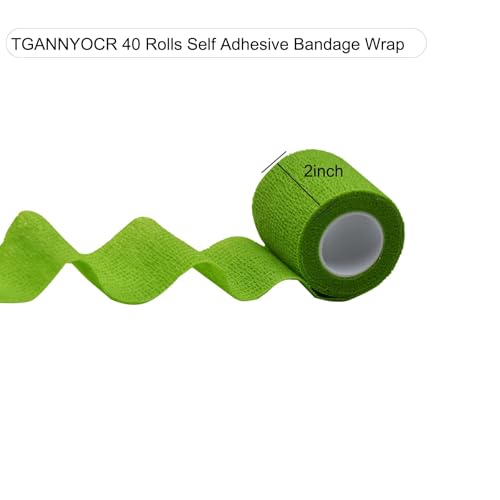 40 Rolls Self Adhesive Bandage Wrap Bulk Breathable Athletic Tape Elastic Cohesive Bandage Adhesive Wrap Roll for Sports Wrist Ankle, 2 Inch x 5 Yard (Multi Colors) - color: Rich