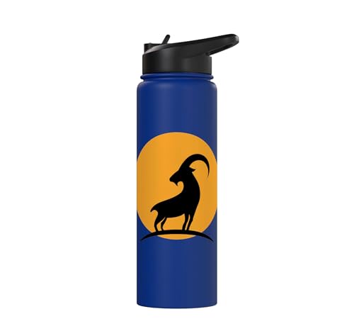 Sunset Wild Goat Capricorn Lover Gift Adult Men Women Kids Stainless Steel Insulated Water Bottle - color: Royal Blue