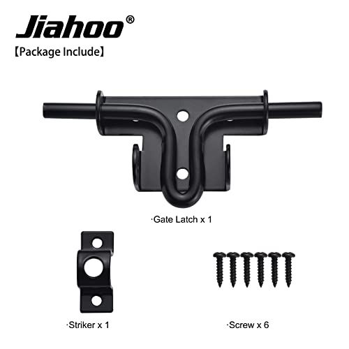 JIAHOO Slide Bolt Gate Latch, Heavy Duty Door Lock with Padlock Hole, Sliding Bolt Latch Hardware for Wooden Fence, Shed Door, PVC Fence, Barn Door, Thickened Steel, Black Finish | Sliding Bolt Latch Hardware, For Wooden Fence, Shed Door, PVC Fence, Barn