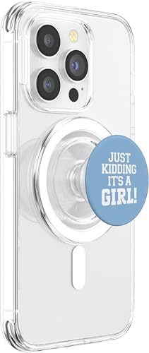 Just Kidding It's a Girl Pink Gender Reveal Party Supplies PopSockets PopGrip for MagSafe - style: Magnetic PopGrip