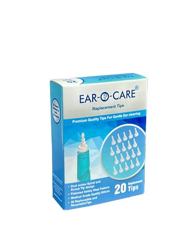 Ear Wax Removal Tips - 20 Soft Scoop End Spiral Tips with Safety Stop for Ear-O-Care Ear Cleaner - 360° Gentle Cleaning for Clear Ears - Medical Grade Alternative to Q-Tips - size: 20 Replacement Tips