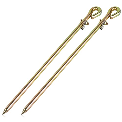 MOKIKUBA- Portable Ground Rod - Grounding Pin with Ground Wire Lug | Great for Electric Fences,Antennas,Satellite Dishes,Ground Post Pin,Tie out Stake (Set of 2) - style: Set of 2