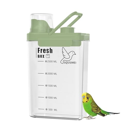 3 Qt/2.8 L Bird Seed Storage Container, Pet Food Container(2.8L, Green) | Good Sealing Performance, Portable Handle, with Measuring Cup/Lid, Desiccant Can Be Placed on the Top, BPA Free - color: 2.8L/Green