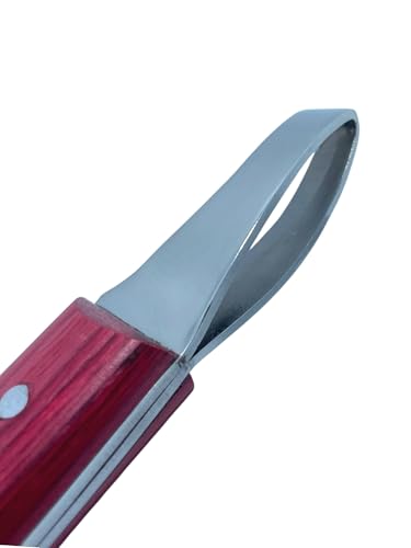 Farrier Loop Hoof Knife, Right-Hand, J2 420 Magnetic Stainless Steel Blade, Ergonomic Red Handle, Horse Hoof Trimming Tool for Sole & Frog Paring